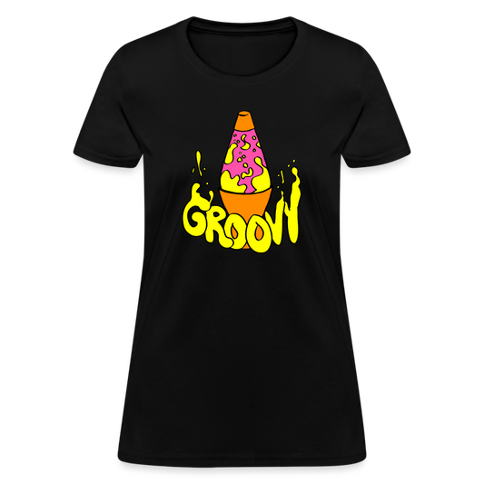 Groovy Lava Lamp In Yellow Women's T-Shirt - black